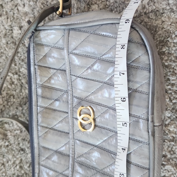 Vintage Gray Quilted Eel Skin Shoulder Bag - Picture 11 of 12